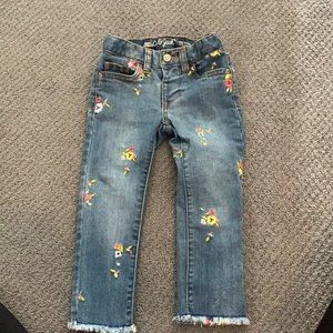 Toddler Girls Daisy Floral Embroidered Skinny Jean